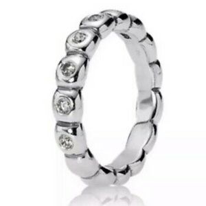 Silver & clear cubic stones Pandora Stacking Ring